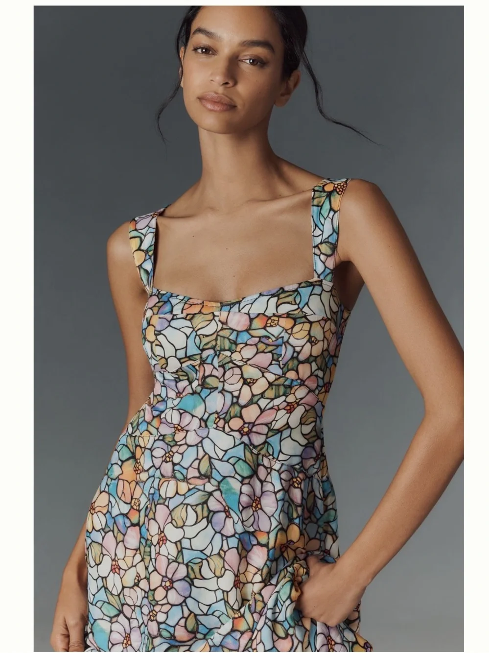 NWT Anthropologie Maeve The Jocelyn Sleeveless Slip Stained Glass Midi Dress - Picture 3 of 8